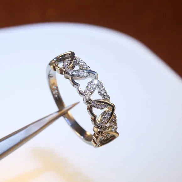 ✨ Lovely Anillos Hollow Many Heart Cross Sweet Zircon Rings for Women, PD085 - Picture 2 of 7